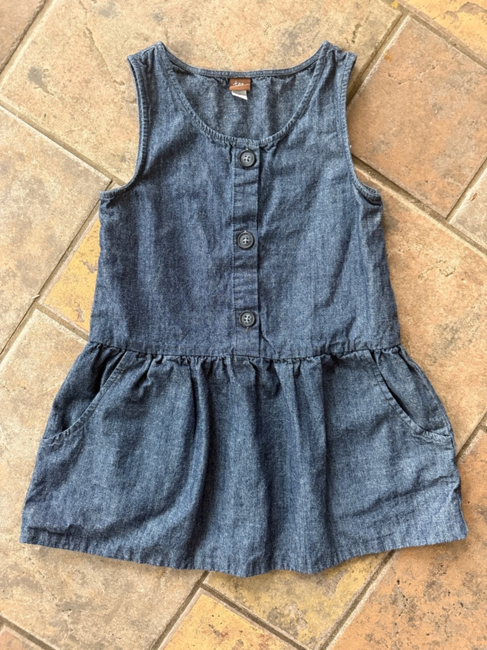 Tea Collection Chambray Denim Button Up Jumper Dress